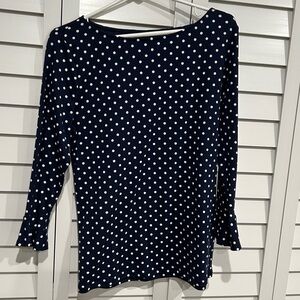 Ralph Lauren Navy and White Polka Dot Top